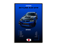 Plakat Nissan Skyline R34 GTR