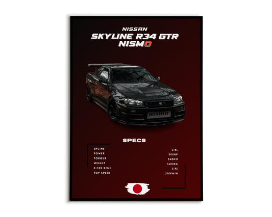 Plakat Nissan Skyline R34 GTR Nismo